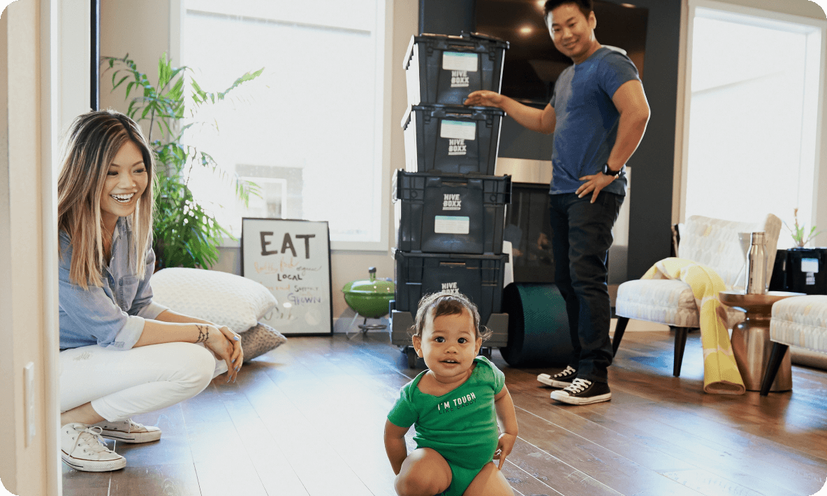 A family at a living room